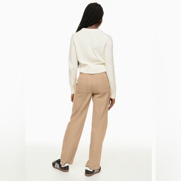 Aritzia Sunday Best New Jaden Pant Gold Camel Khaki Straight-Leg Chino Pants, 0 - Picture 2 of 7